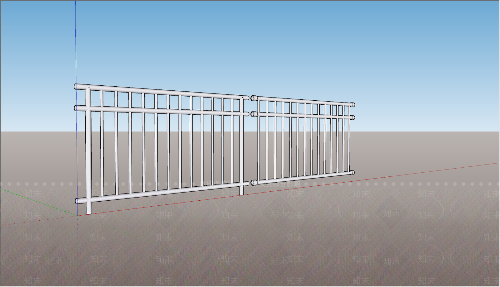 现代风格铁艺栏杆不锈钢SU模型下载【ID:453924100】