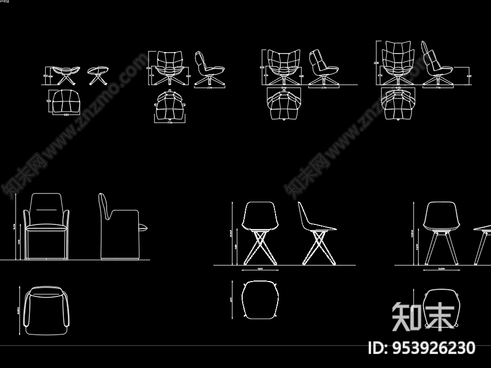 椅子CAD施工图下载【ID:953926230】