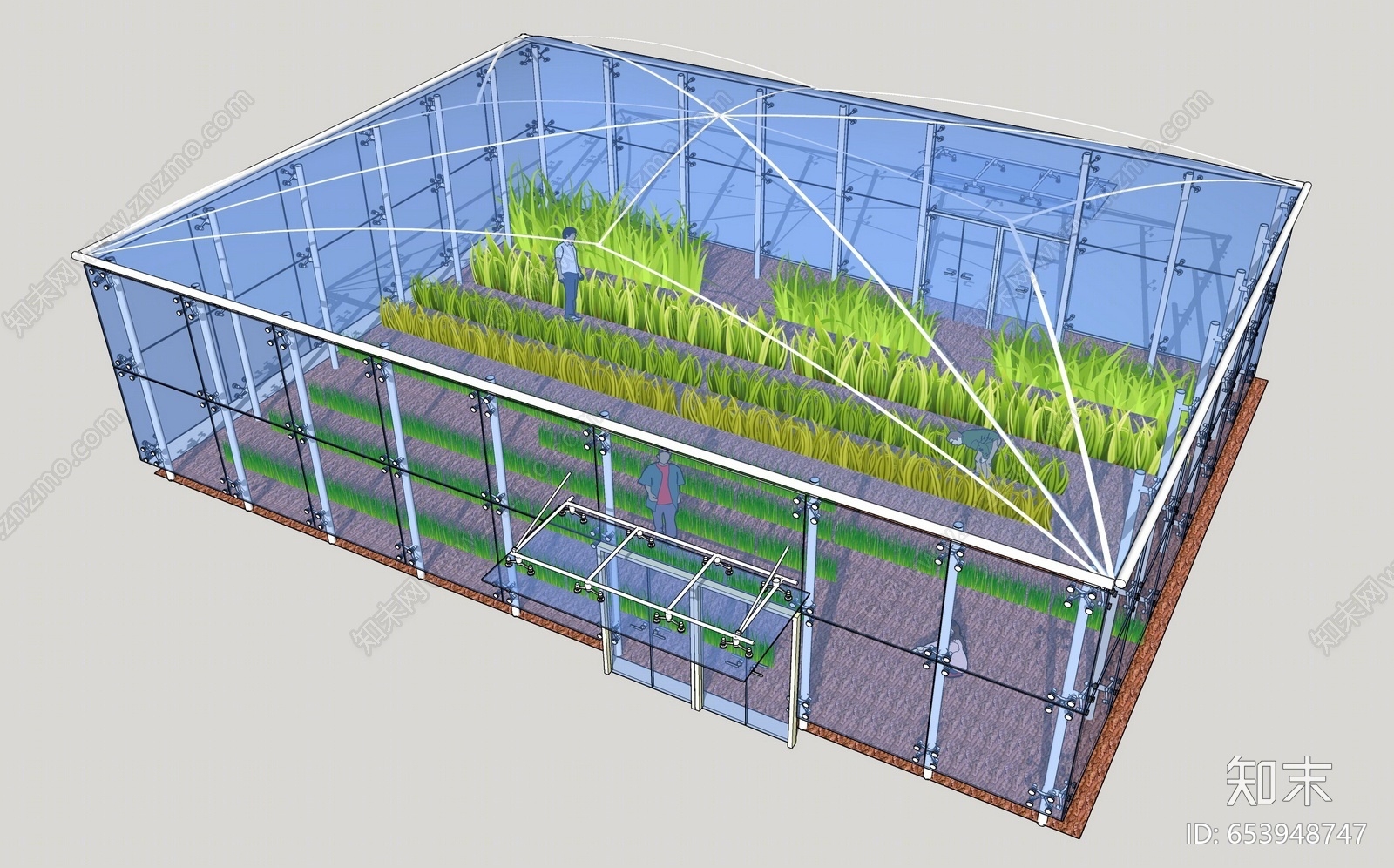 现代风格玻璃温室SU模型下载【ID:653948747】