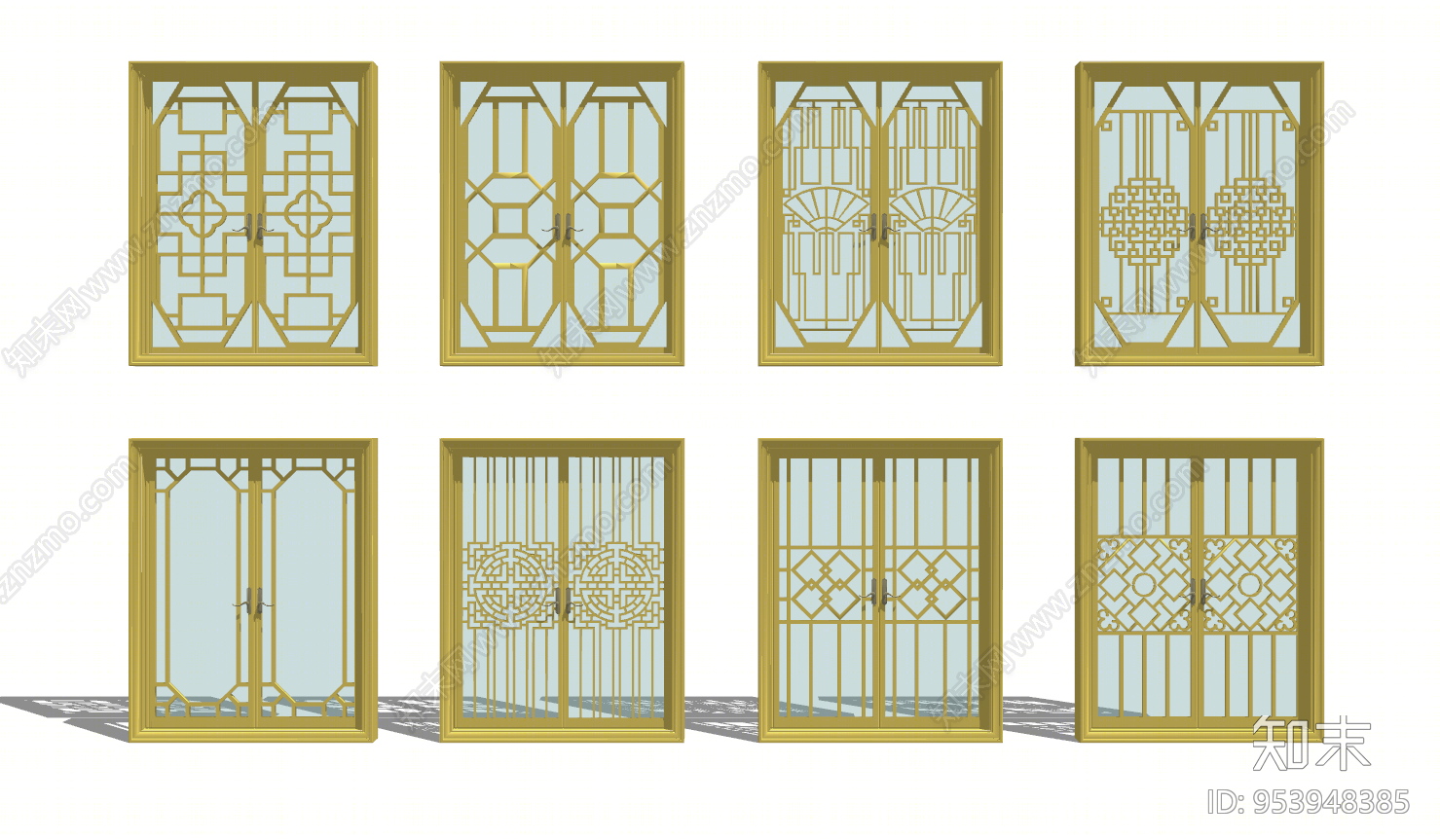 中式雕花窗户SU模型下载【ID:953948385】