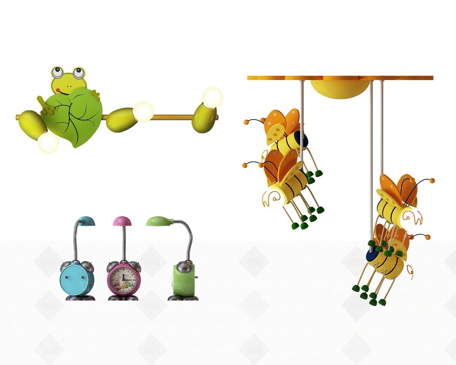 现代儿童灯具组合3D模型下载【ID:553961877】