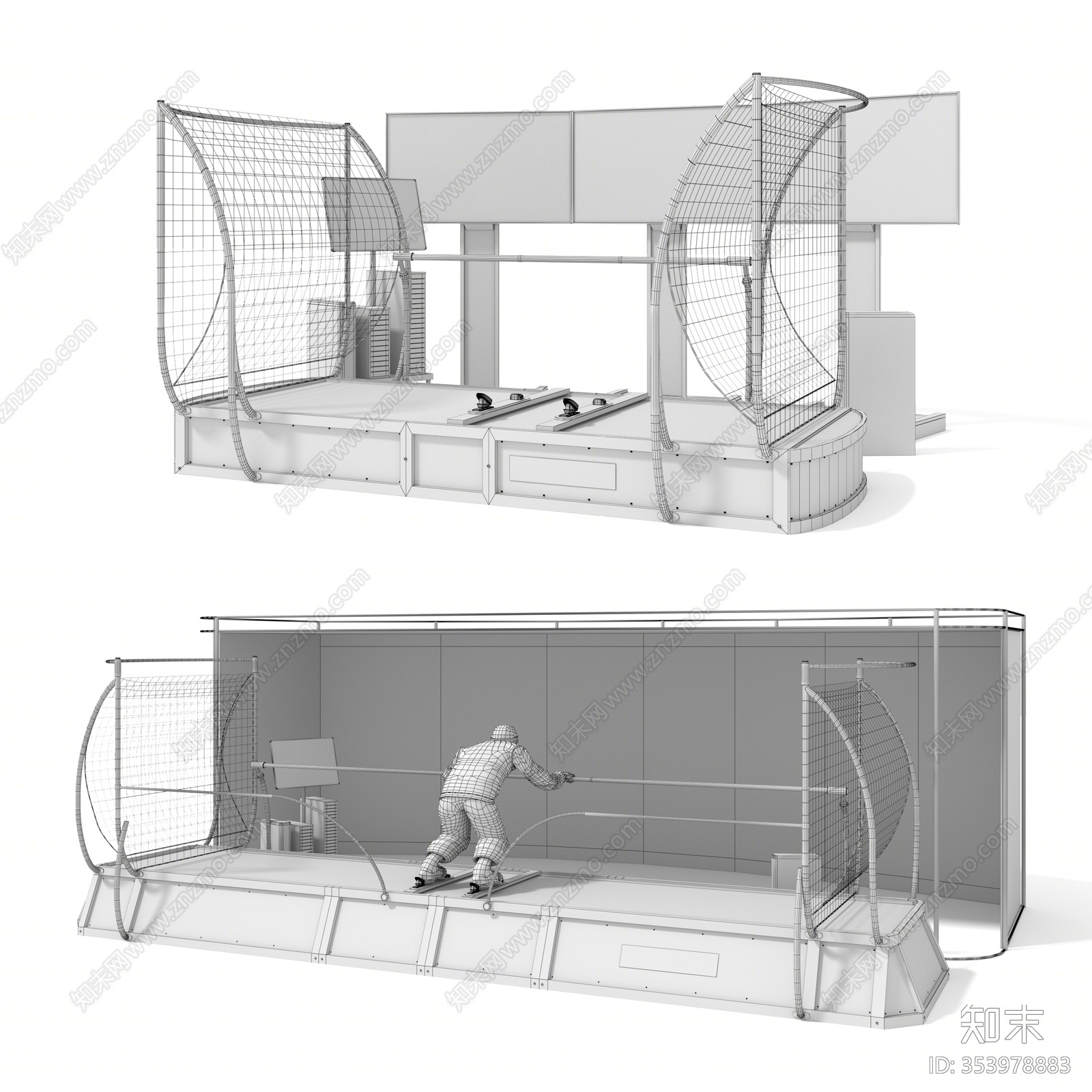 现代滑雪机组合3D模型下载【ID:353978883】
