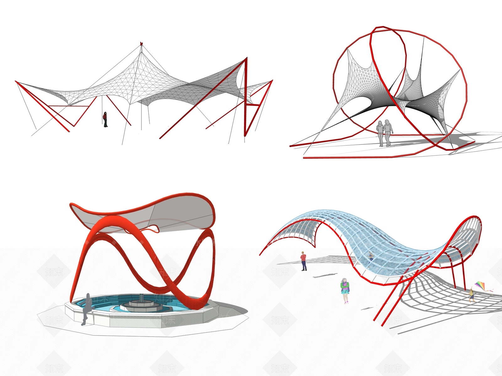 现代创意膜亭SU模型下载【ID:553986061】