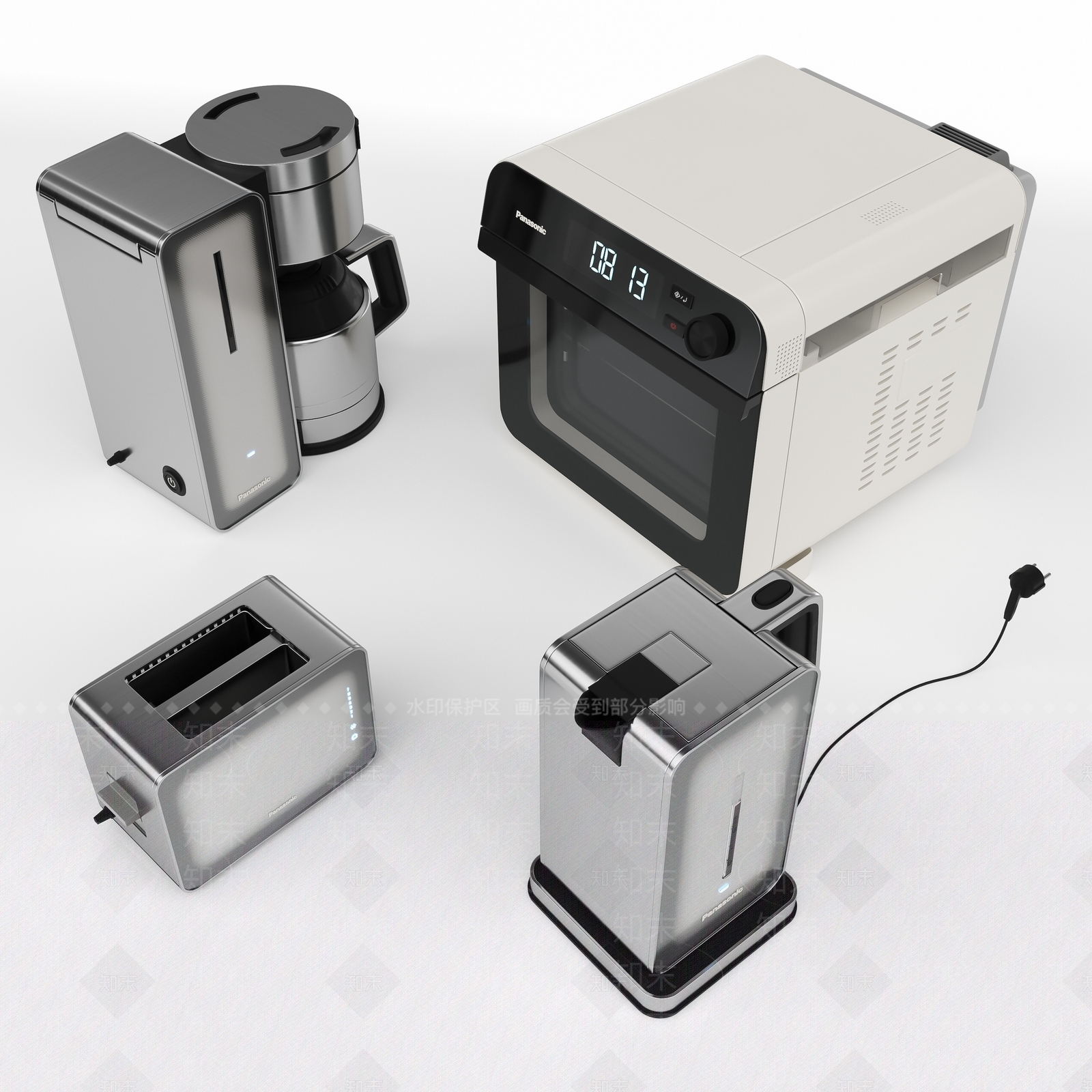现代松下厨房电器组合3D模型下载【ID:853993306】