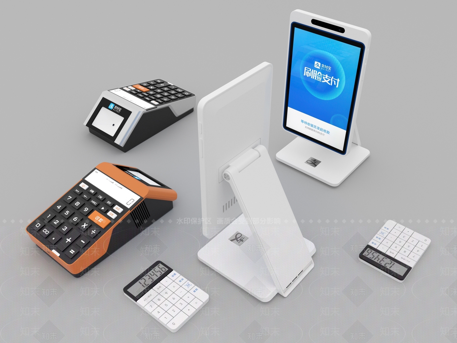 现代收银机扫码器组合3D模型下载【ID:354001991】