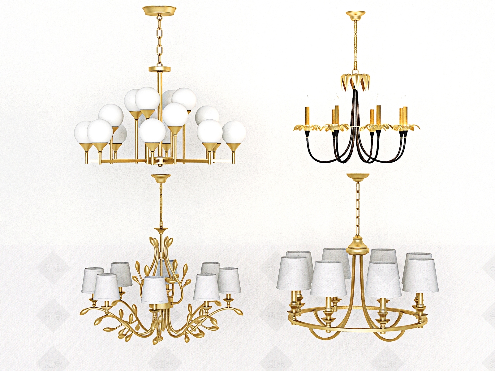 欧式室内吊灯3D模型下载【ID:554003813】