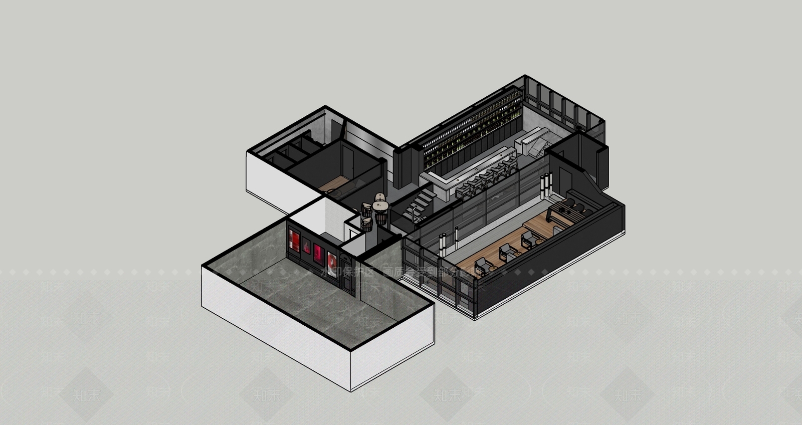 现代风格酒吧SU模型下载【ID:754008486】