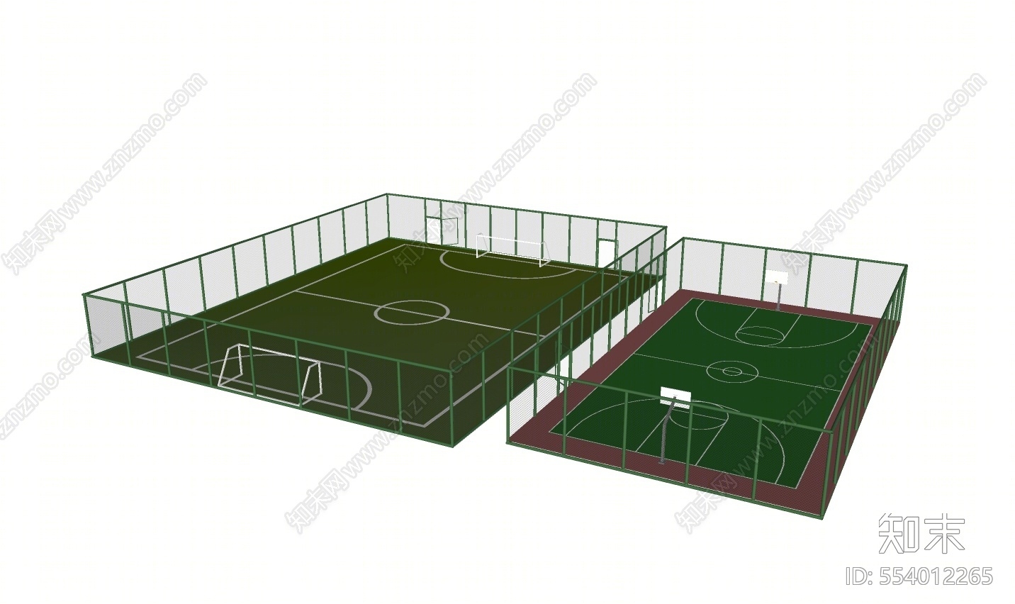 现代风格篮球场足球场SU模型下载【ID:554012265】