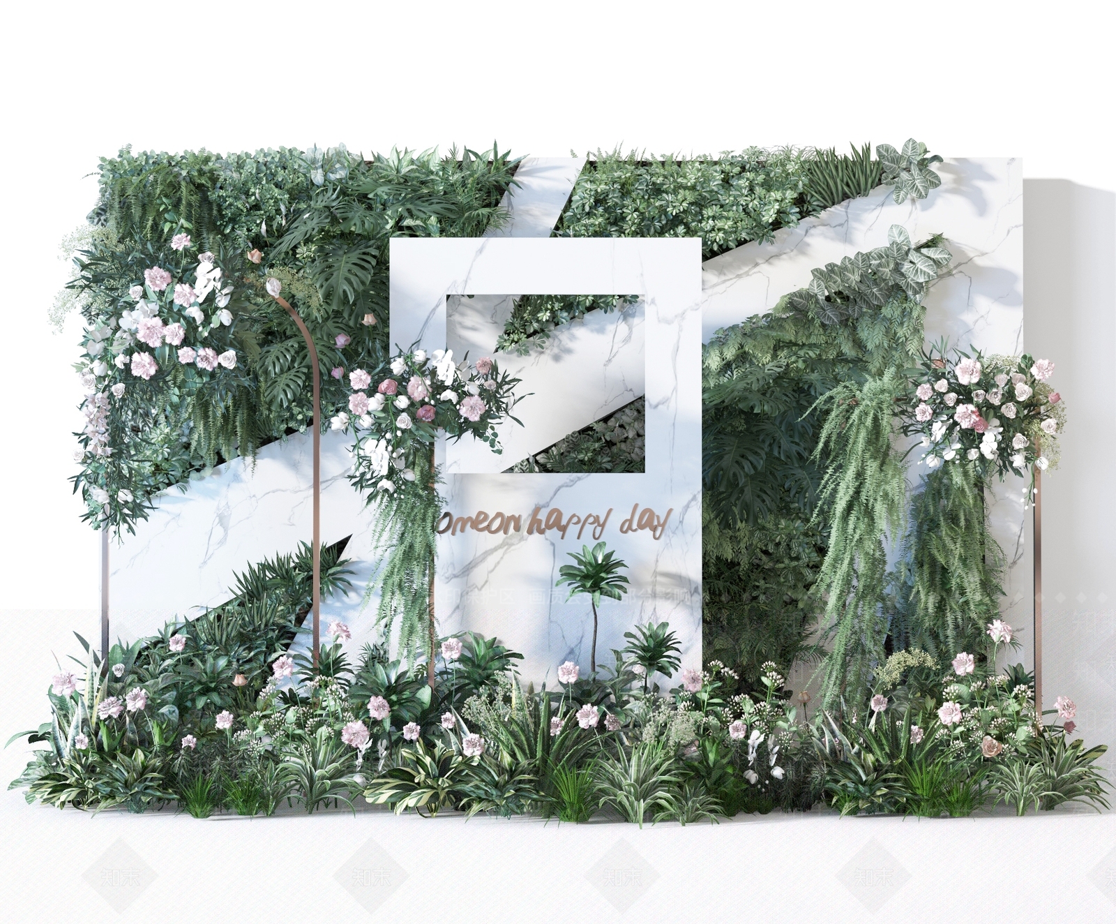 现代植物墙3D模型下载【ID:454016272】