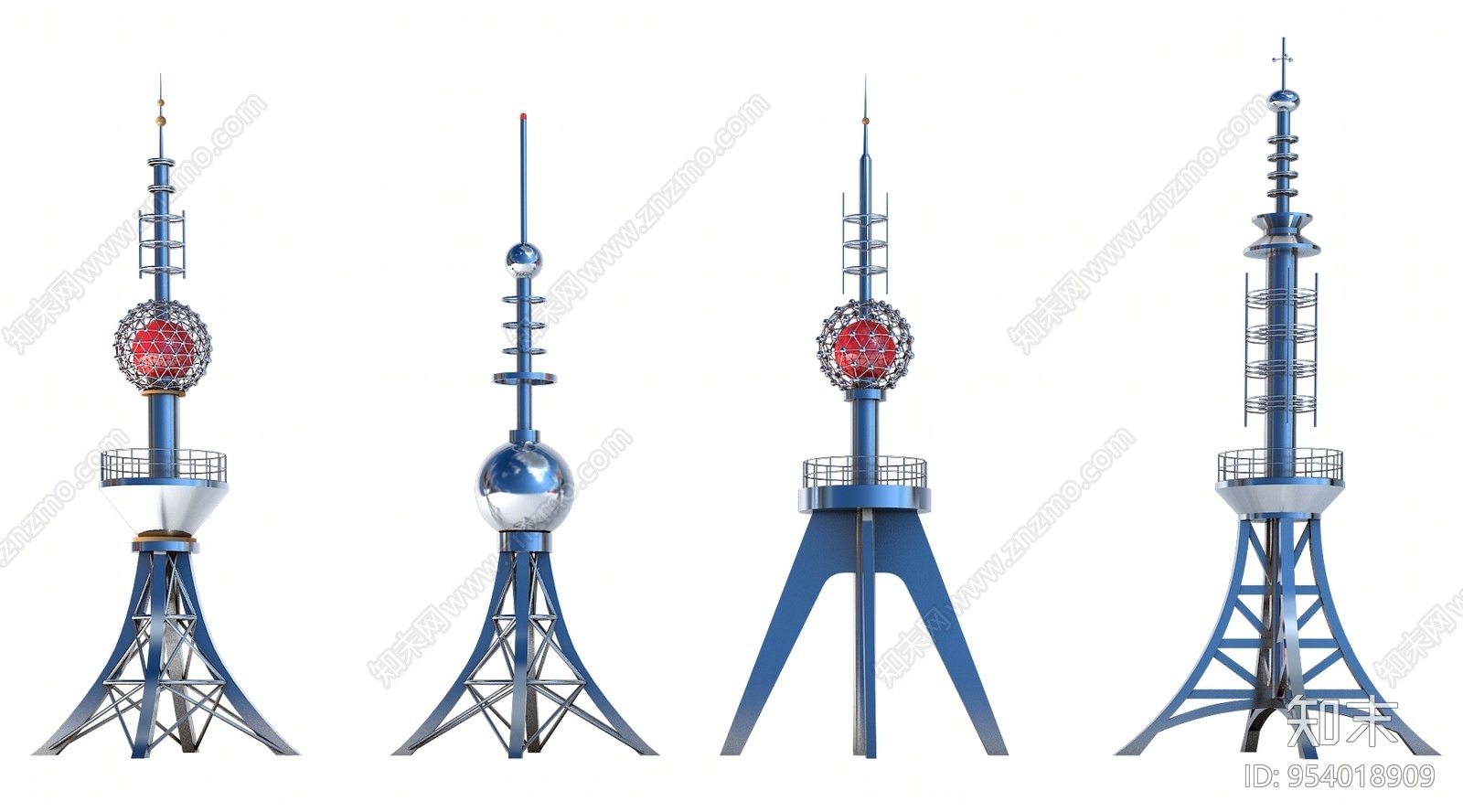 现代信号塔3D模型下载【ID:954018909】