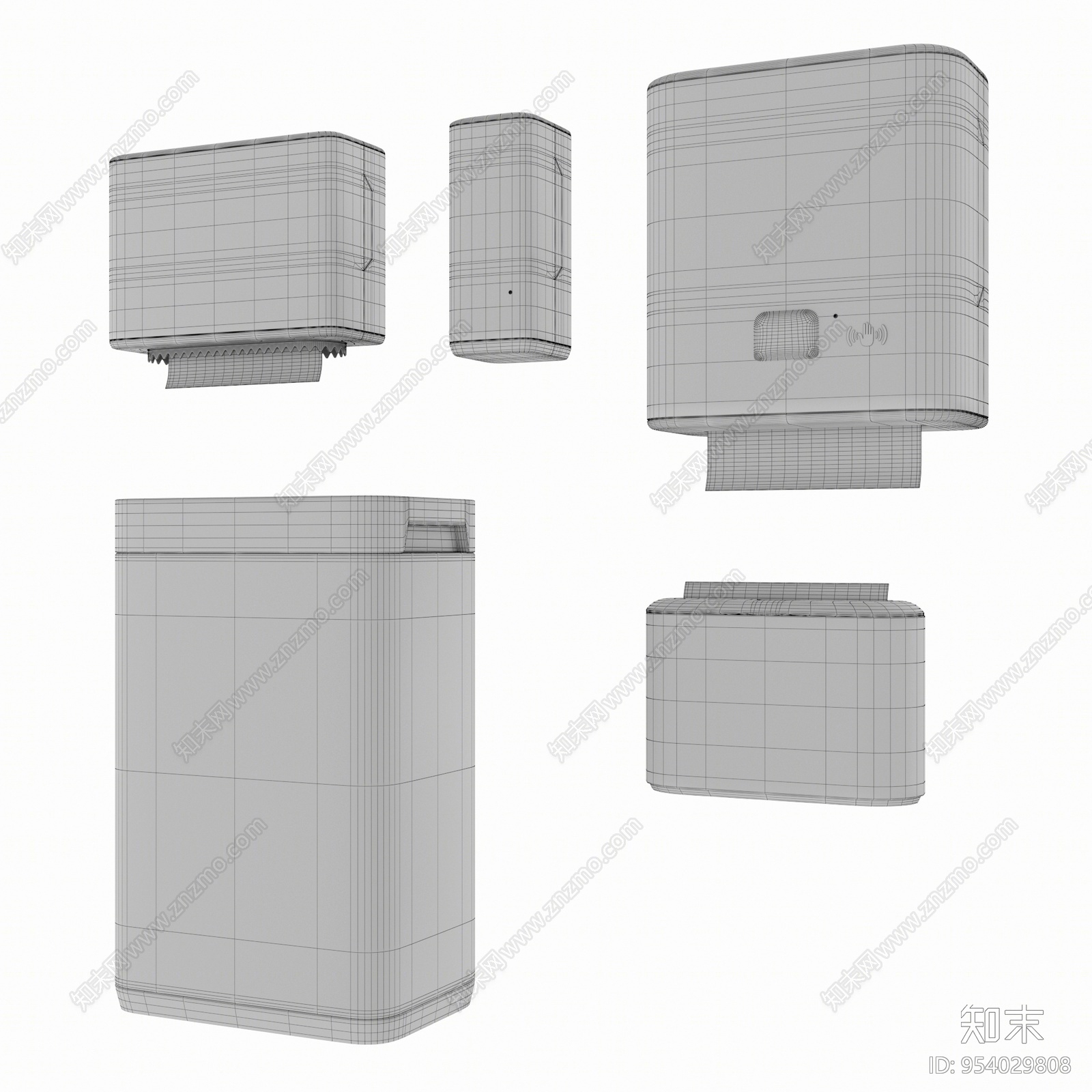 现代卫生间纸巾盒3D模型下载【ID:954029808】