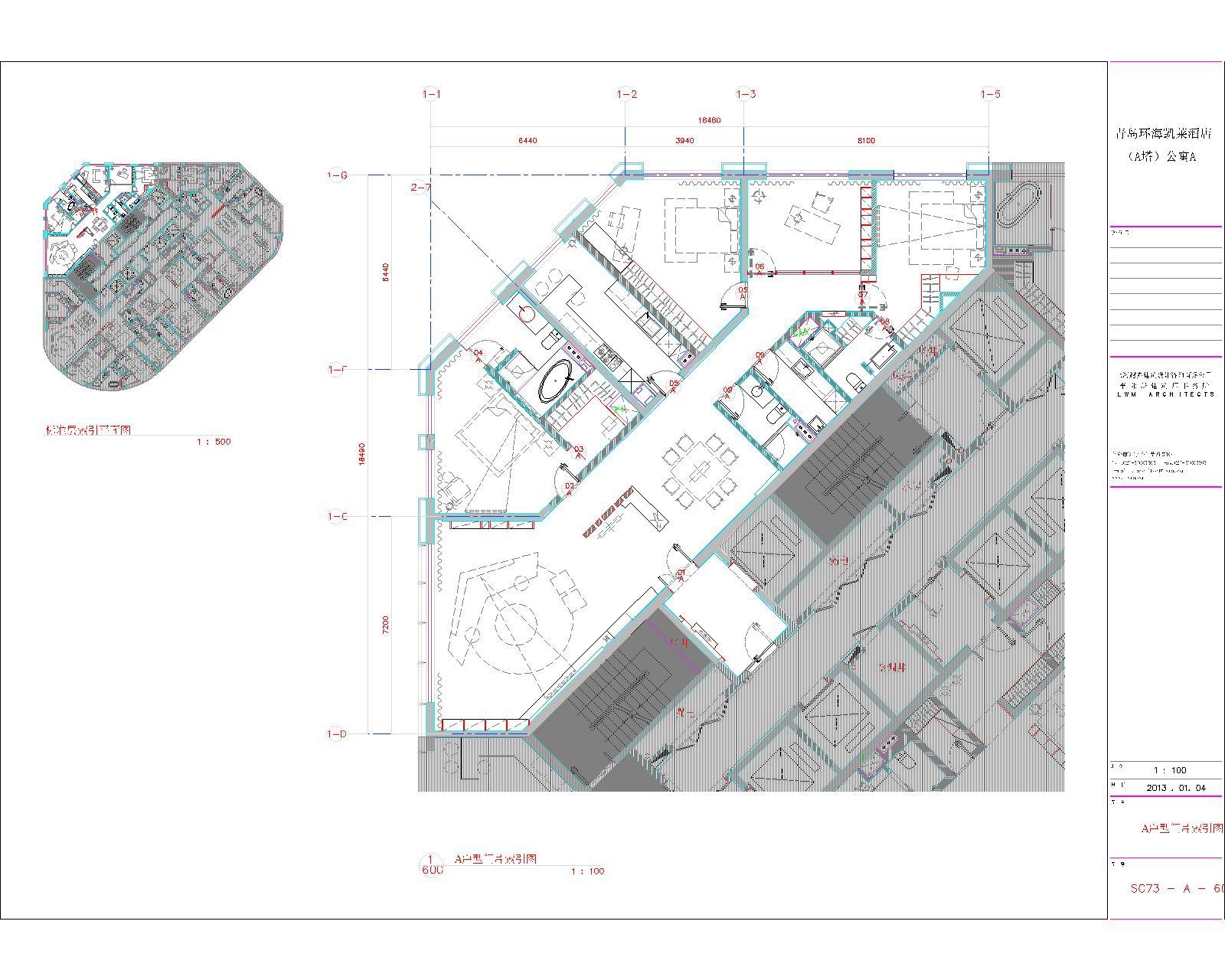 青岛酒店公寓＋样板房｜施工图纸cad施工图下载【ID:654044669】