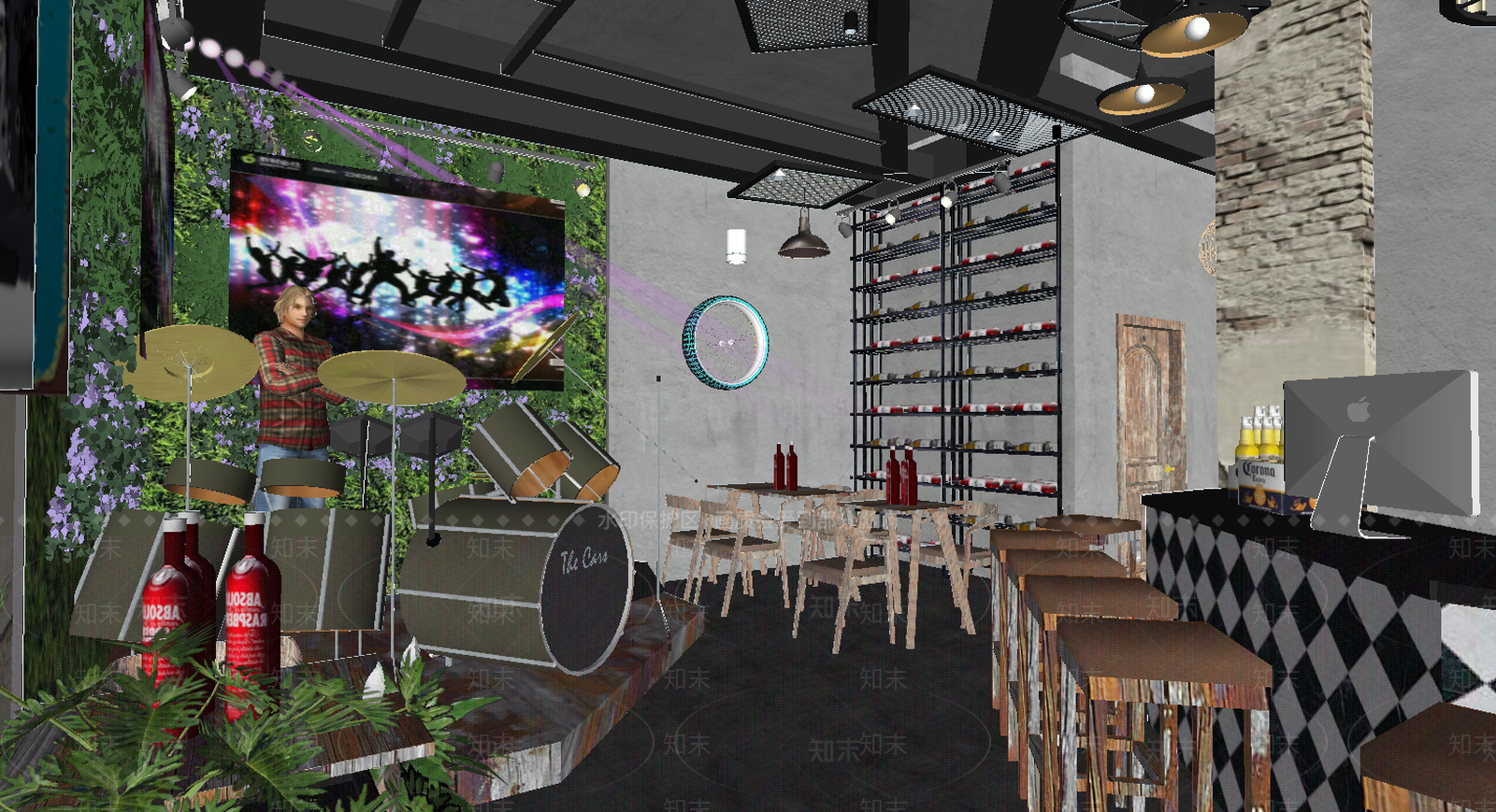 现代风格酒吧SU模型下载【ID:754054494】