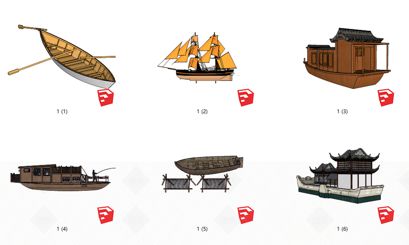 中式风格古代船SU模型下载【ID:654071413】