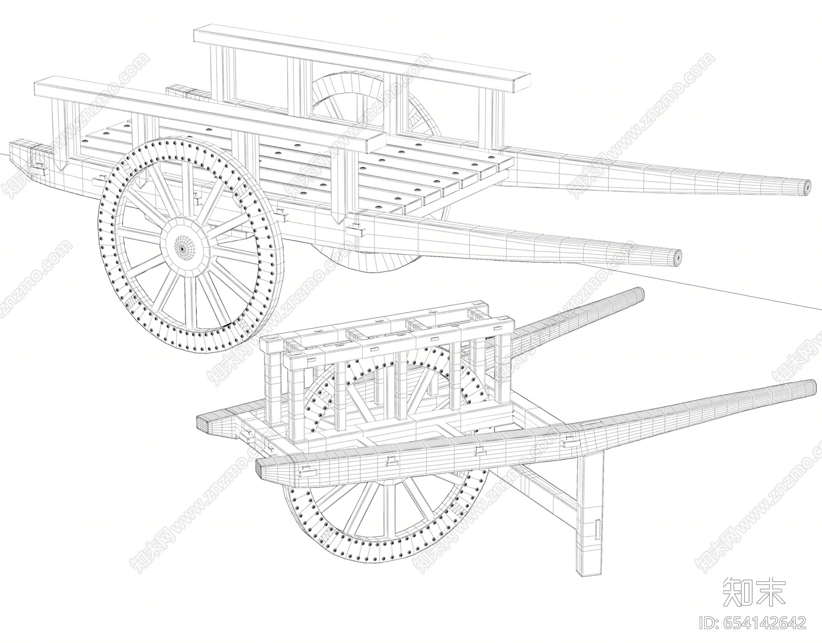 中式推车3D模型下载【ID:654142642】