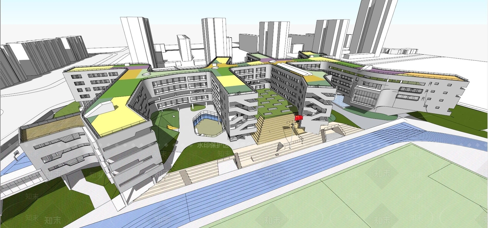 现代风格中小学SU模型下载【ID:854146270】