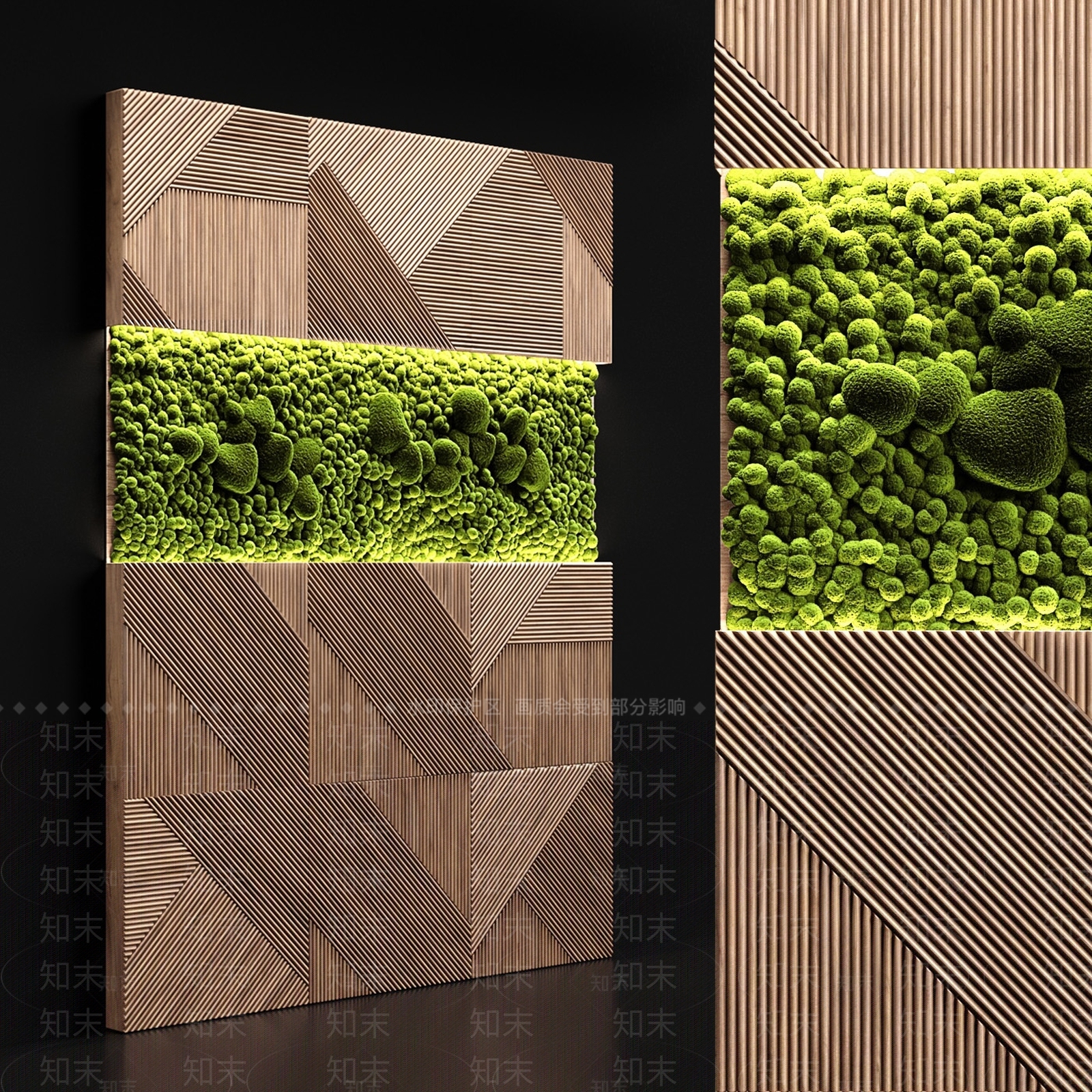 现代植物墙3D模型下载【ID:454151247】