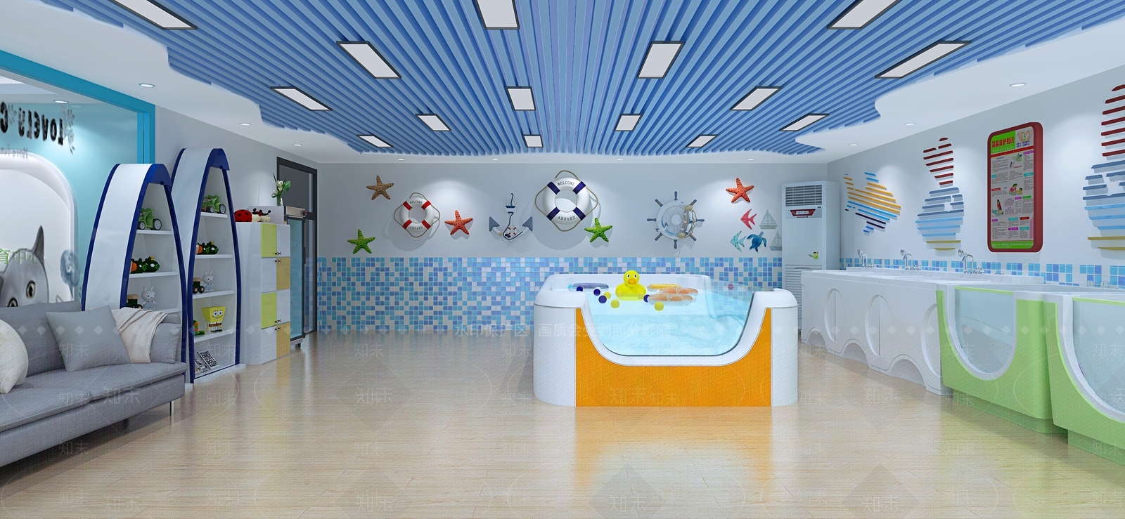 地中海游泳馆儿童母婴店儿童早教托育中心3D模型下载【ID:954152981】