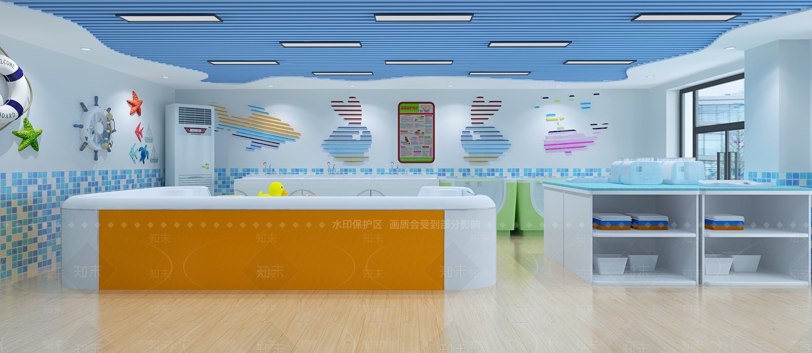 地中海游泳馆儿童母婴店儿童早教托育中心3D模型下载【ID:954152981】