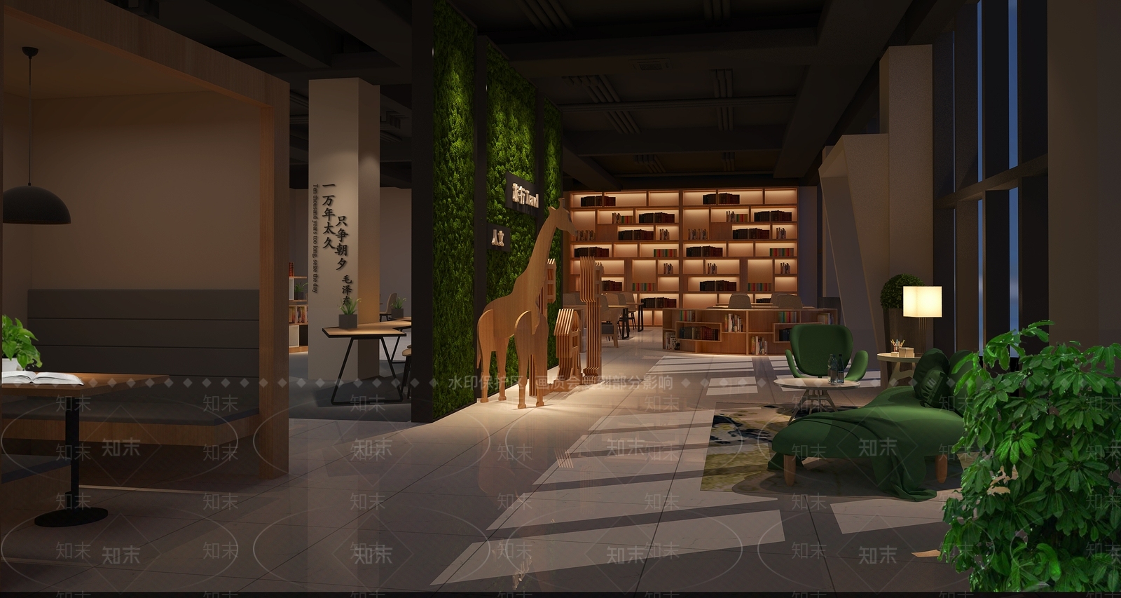 现代图书阅览室3D模型下载【ID:854155244】