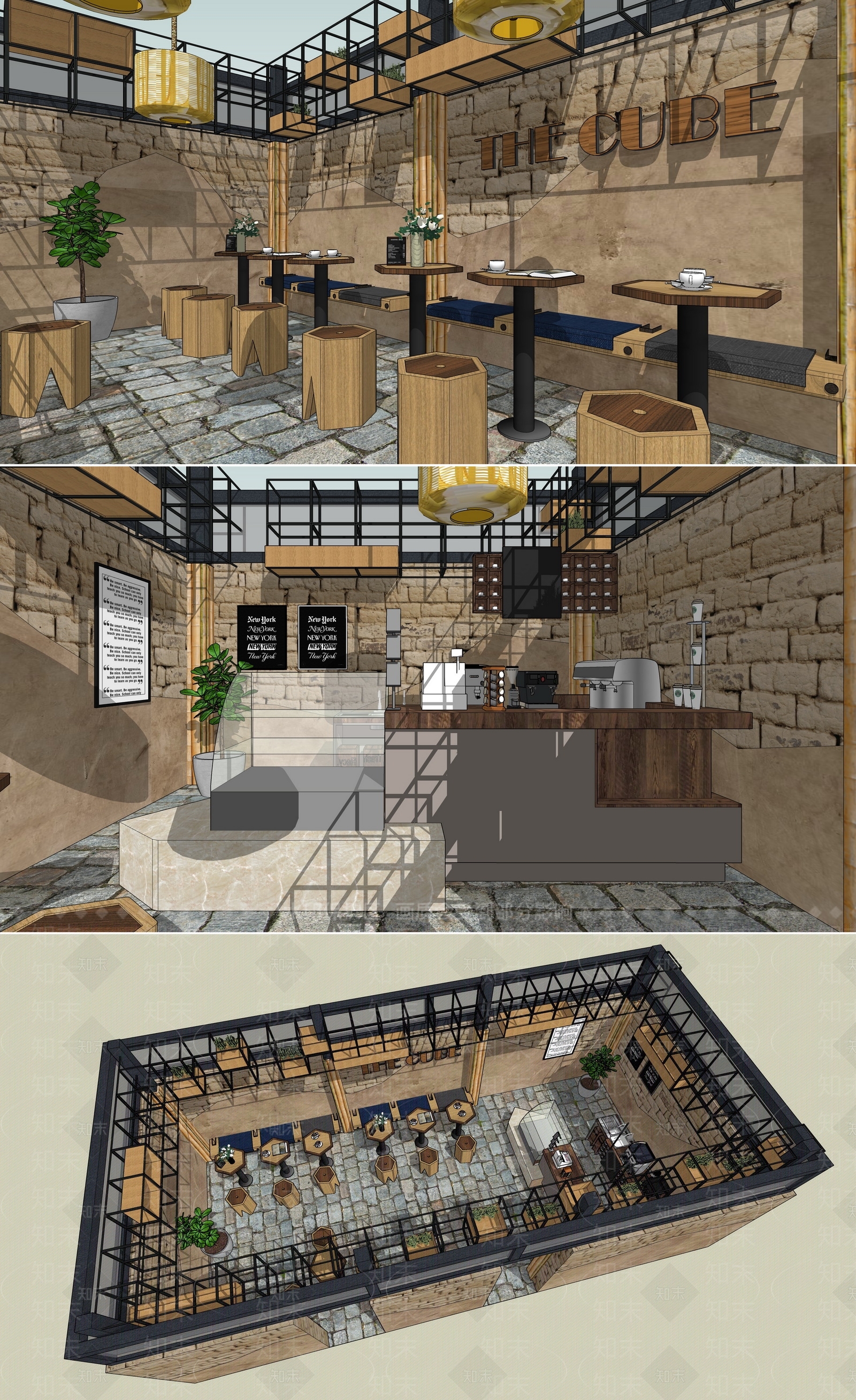 中式风格咖啡馆SU模型下载【ID:354157798】