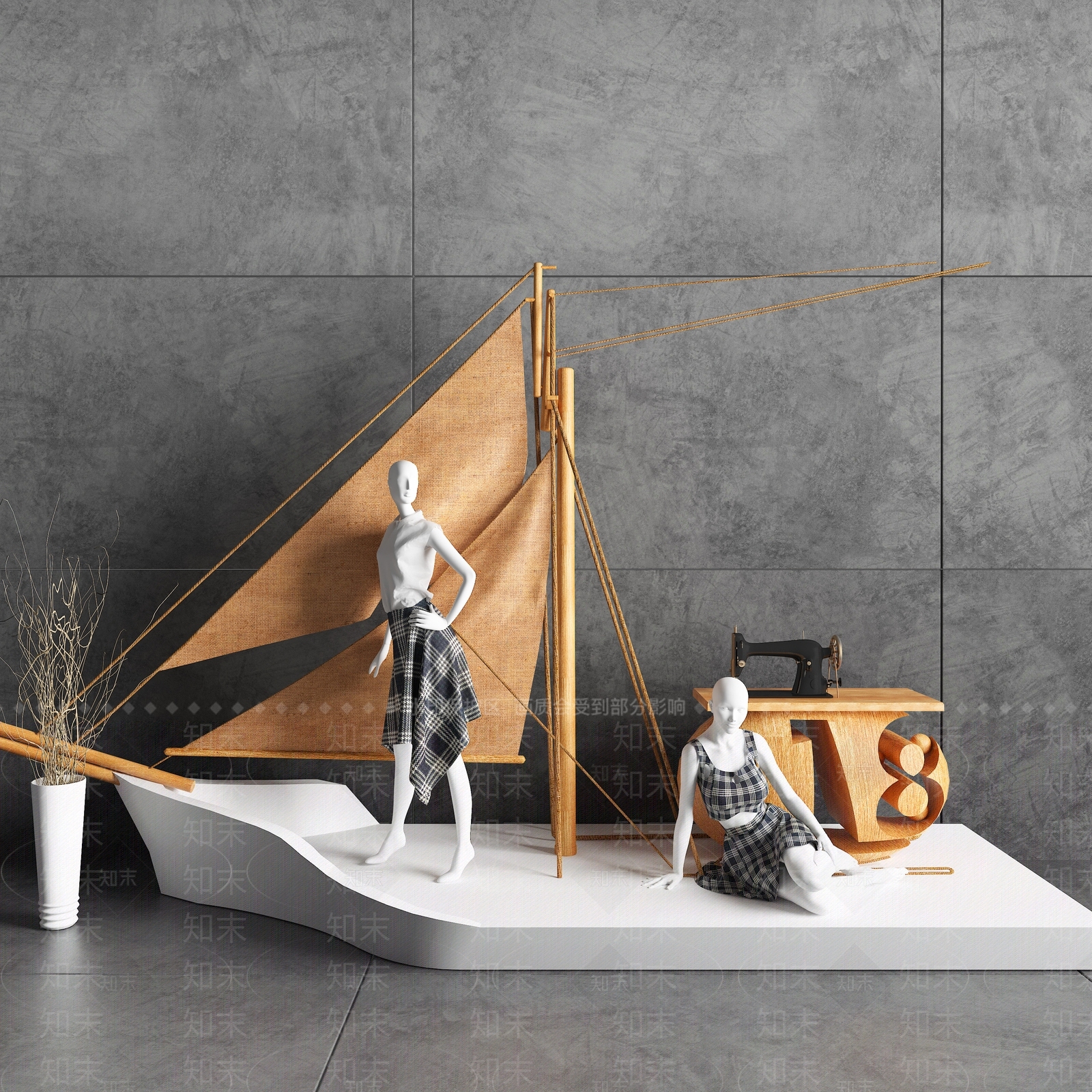 北欧橱窗3D模型下载【ID:454169210】