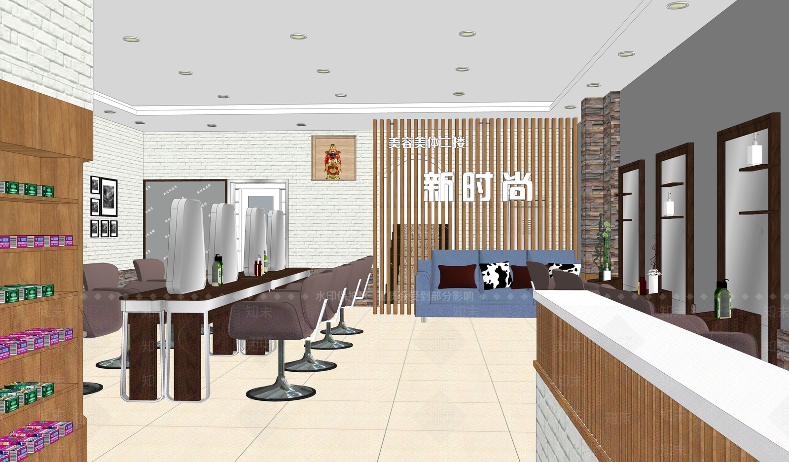 工业风格理发店SU模型下载【ID:554182001】