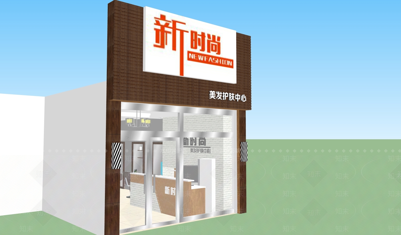 工业风格理发店SU模型下载【ID:554182001】