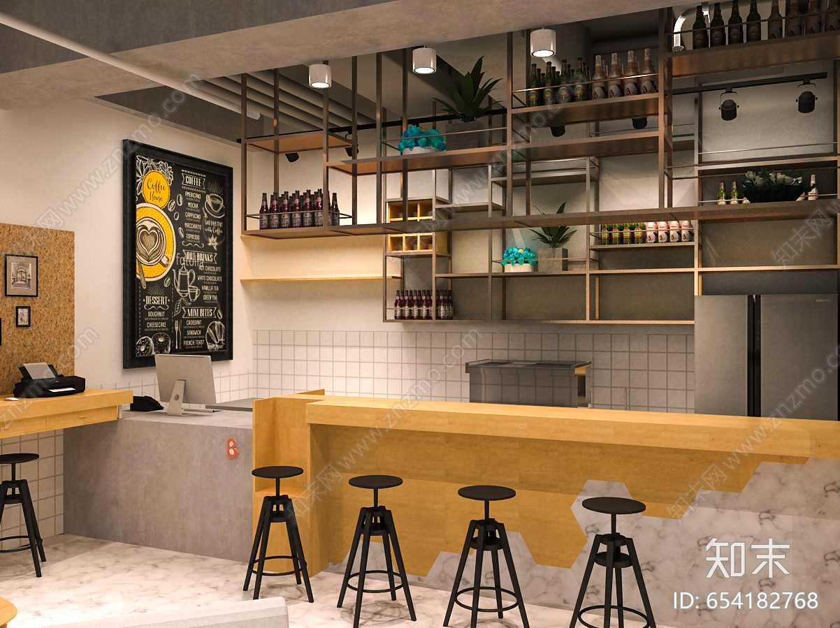 工业风咖啡店cad施工图下载【ID:654182768】