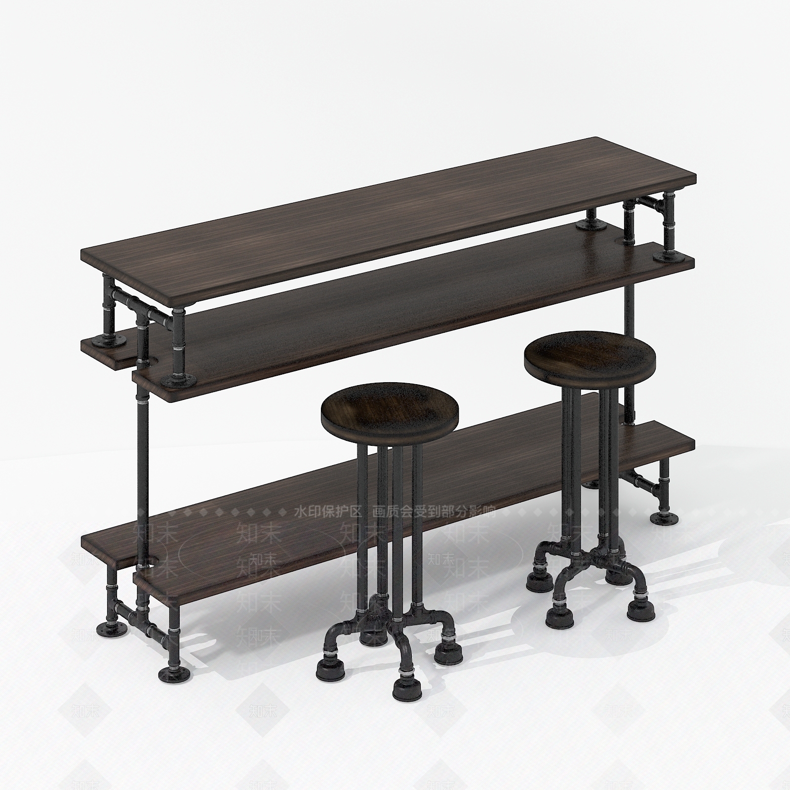 现代家居式吧台桌椅组合3D模型下载【ID:354186690】