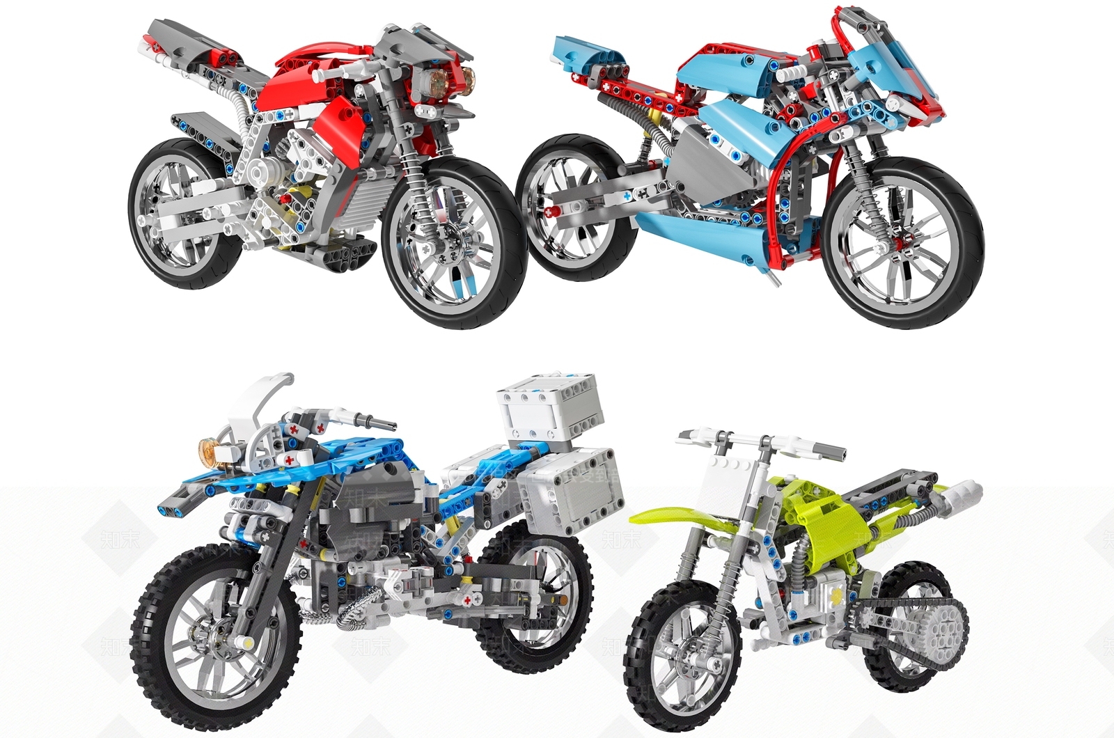 现代乐高摩托车玩具组合3D模型下载【ID:454218856】
