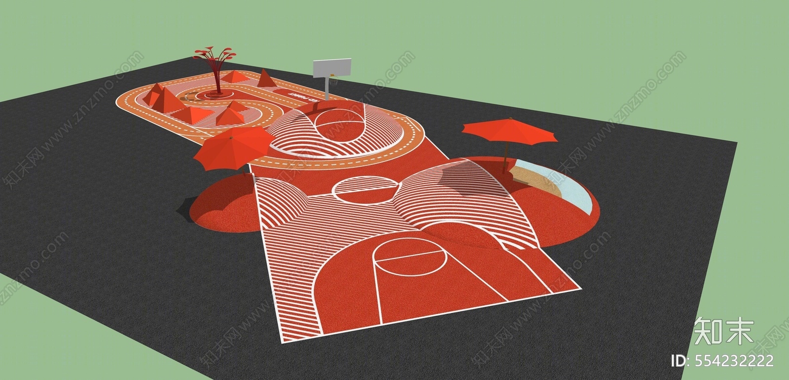现代风格篮球场SU模型下载【ID:554232222】