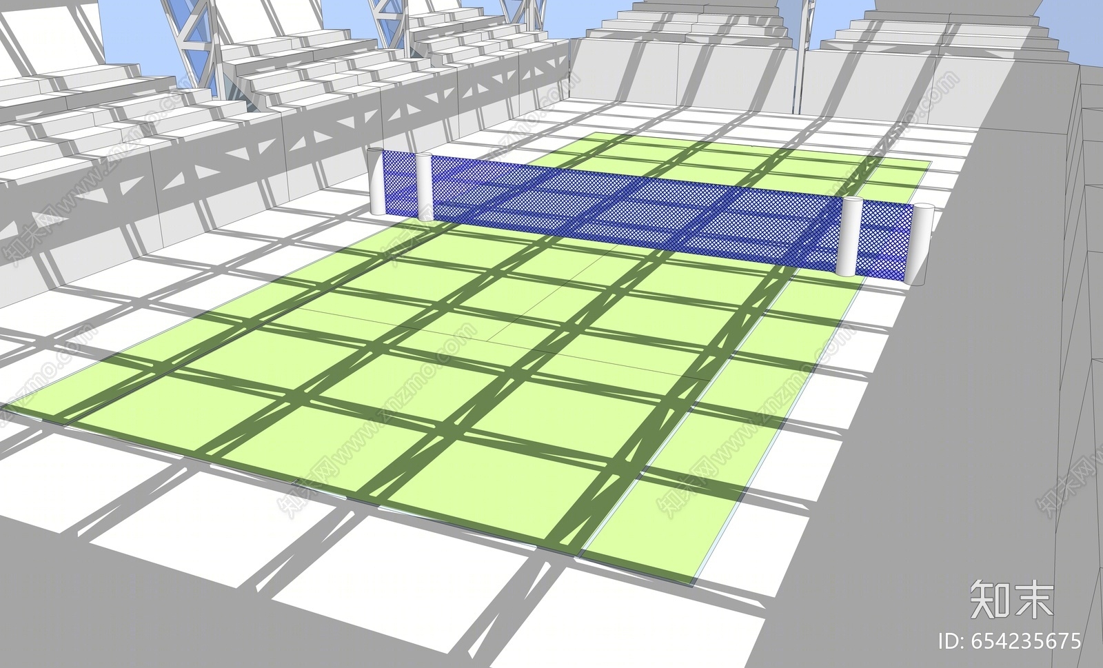 现代风格网球场SU模型下载【ID:654235675】