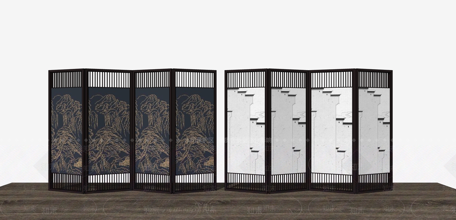 新中式隔断SU模型草图