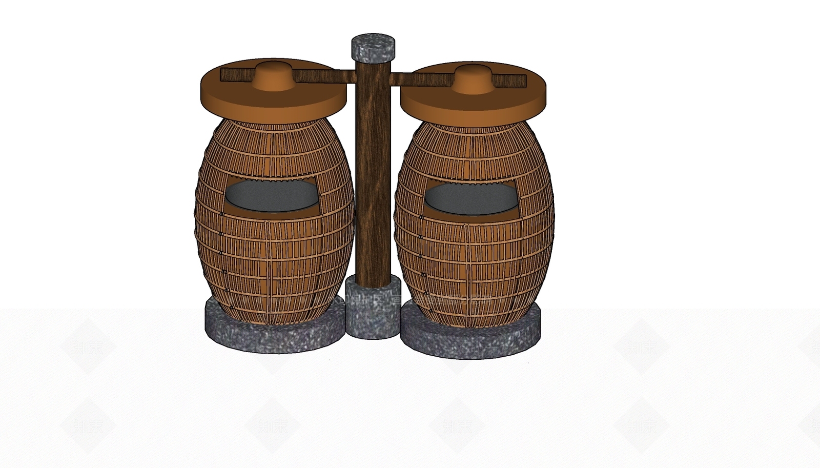 古典风格垃圾桶SU模型下载【ID:654243674】