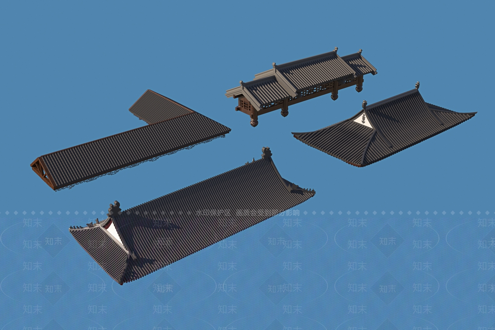 中式古建屋顶3D模型下载【ID:254271883】