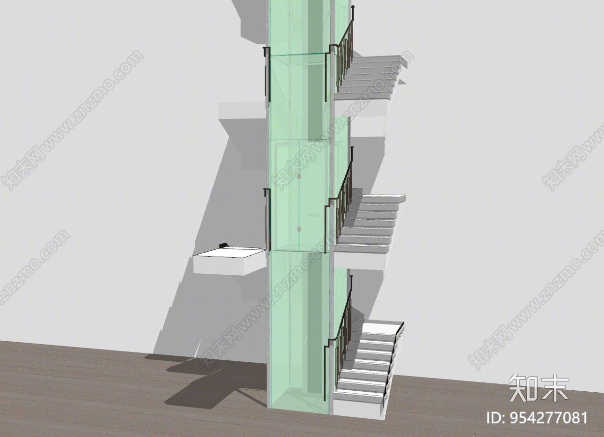 现代商场观光电梯升降电梯SU模型下载【ID:954277081】
