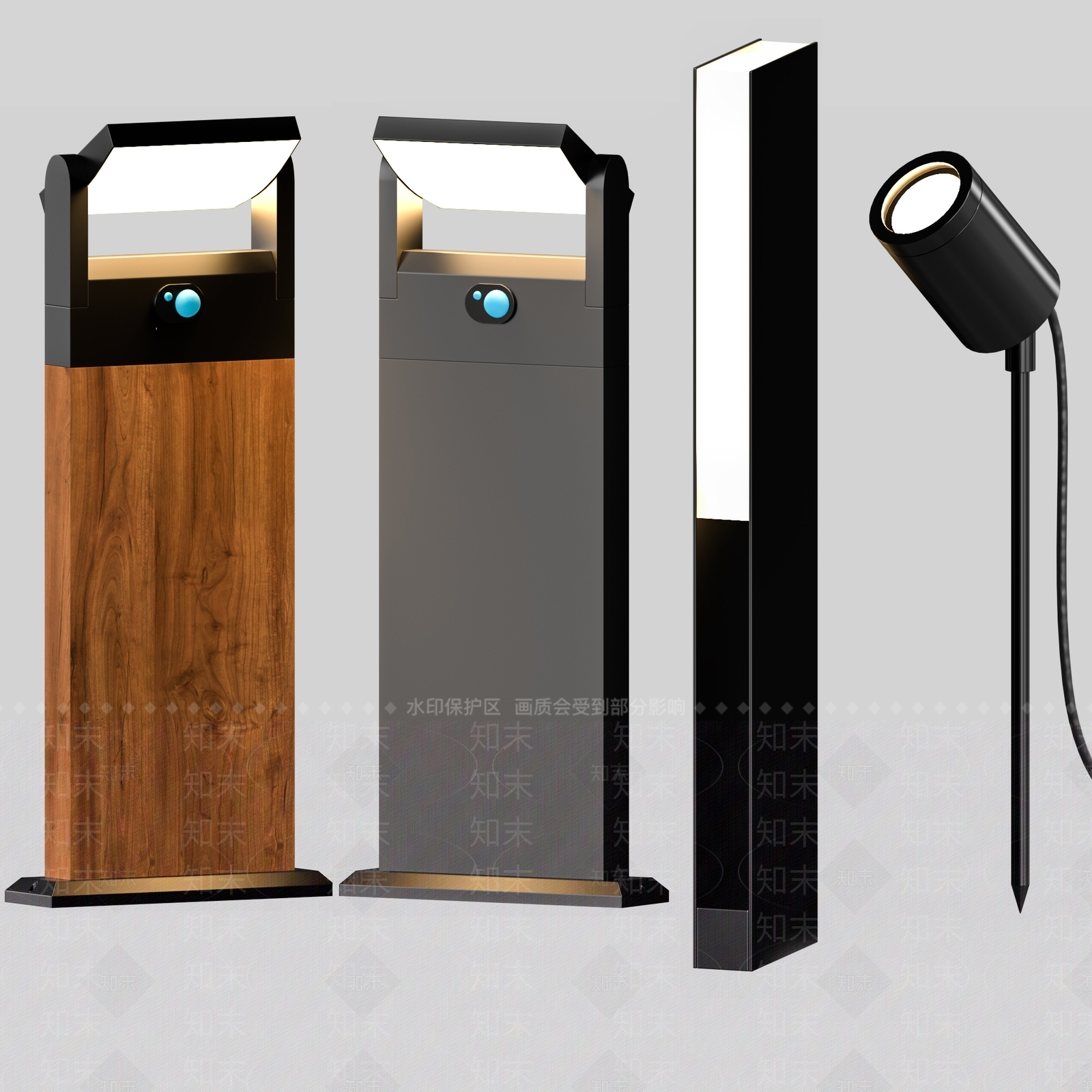 现代户外草坪灯3D模型下载【ID:954289682】
