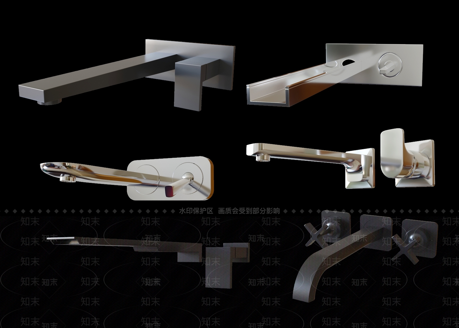 现代墙出水龙头3D模型下载【ID:154302868】