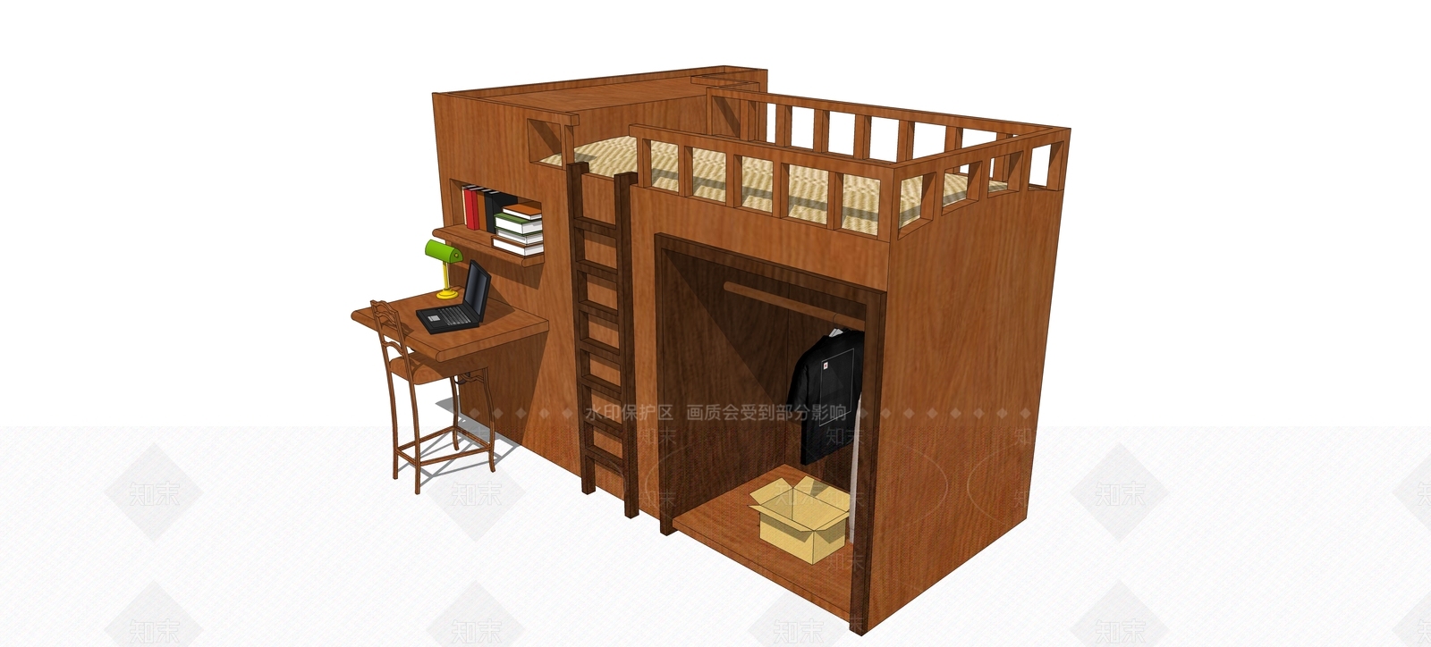 现代风格双层床SU模型下载【ID:554318410】