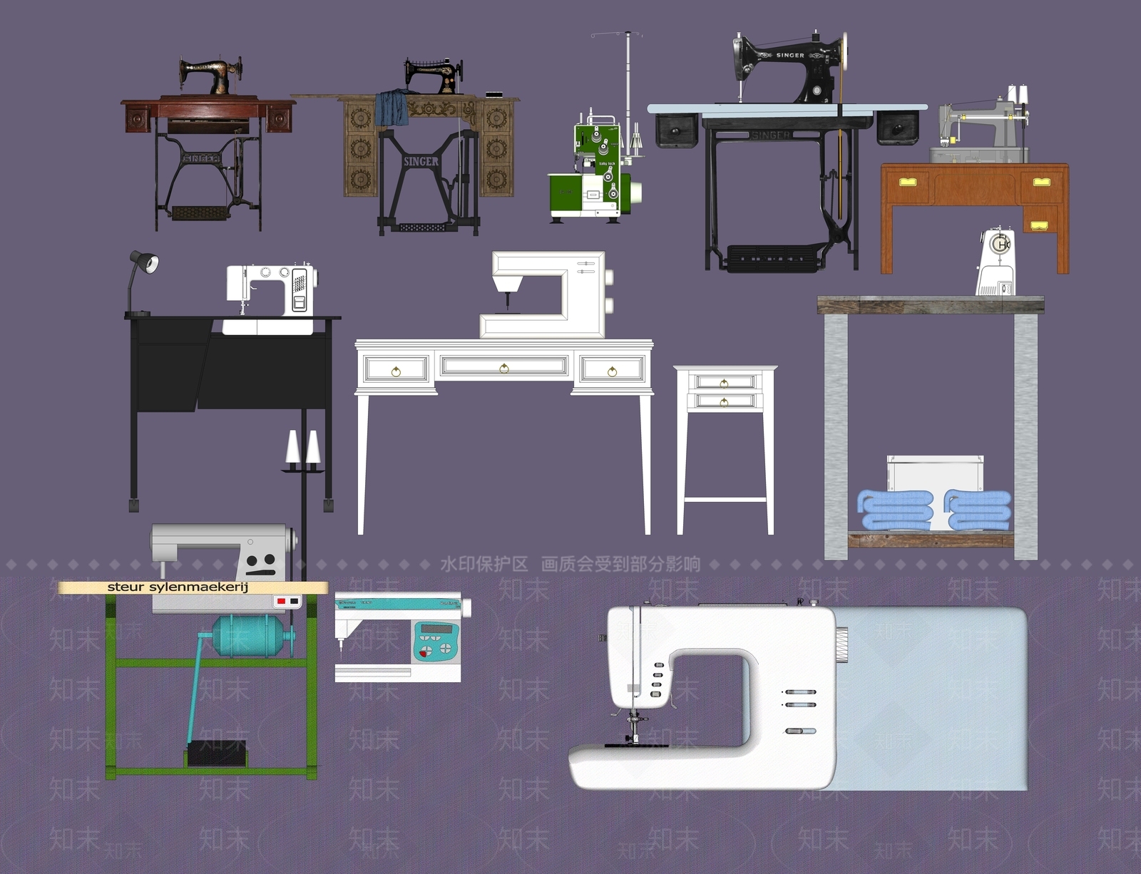 现代风格缝纫机SU模型下载【ID:954398638】