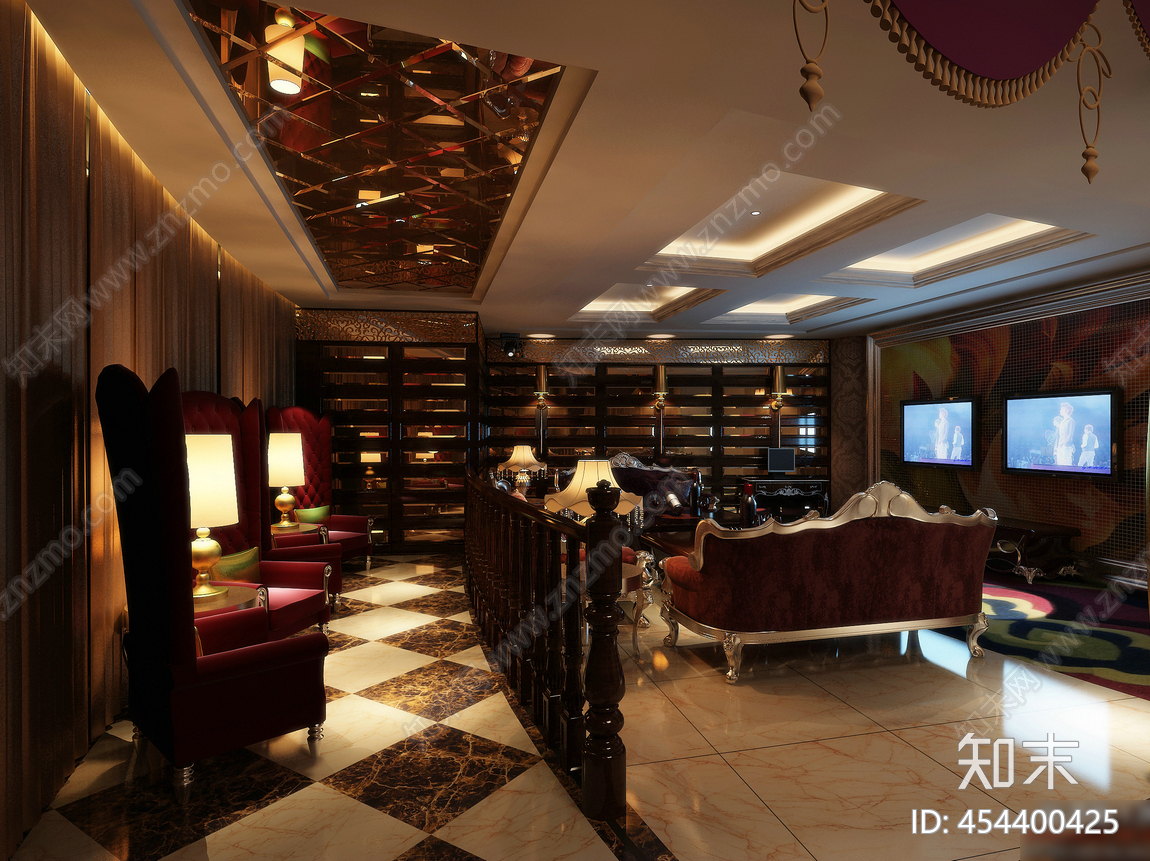 福州阳光假日KTV欧式风格施工图下载【ID:454400425】