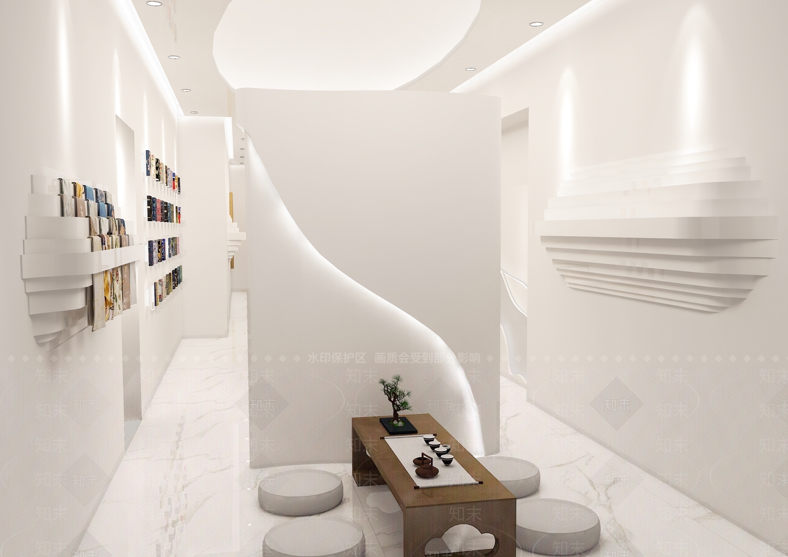 新中式风格丝绸展厅SU模型下载【ID:254417953】