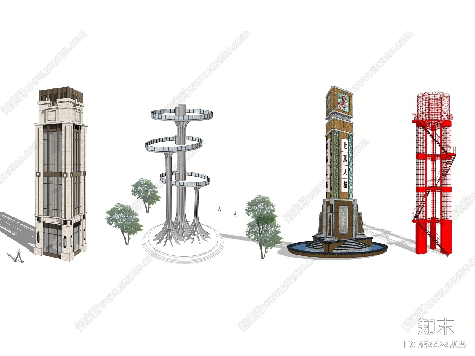 现代风格塔楼SU模型下载【ID:554424305】