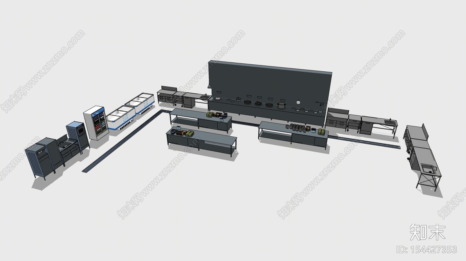 现代风格厨房用品组合SU模型下载【ID:154427353】