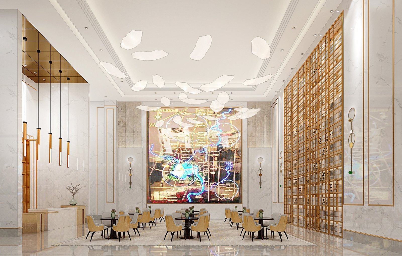 现代简约售楼大堂3D模型下载【ID:554445907】