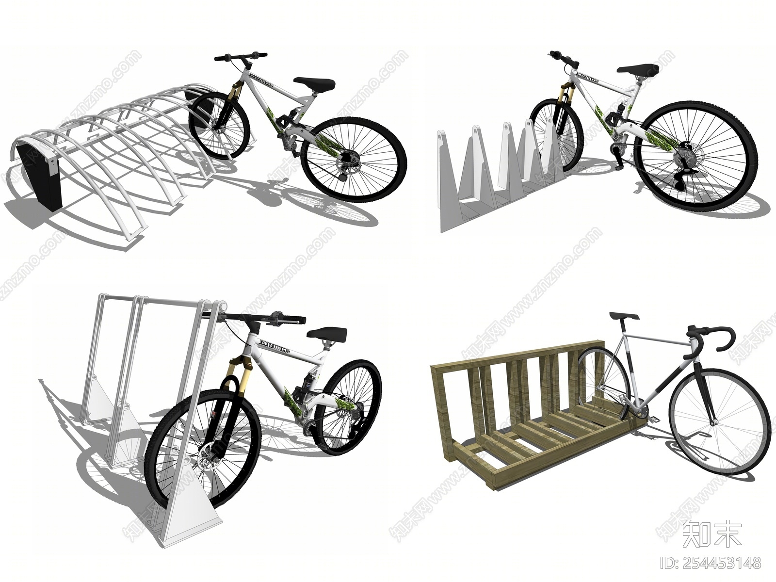 现代风格创意自行车停车架SU模型下载【ID:254453148】