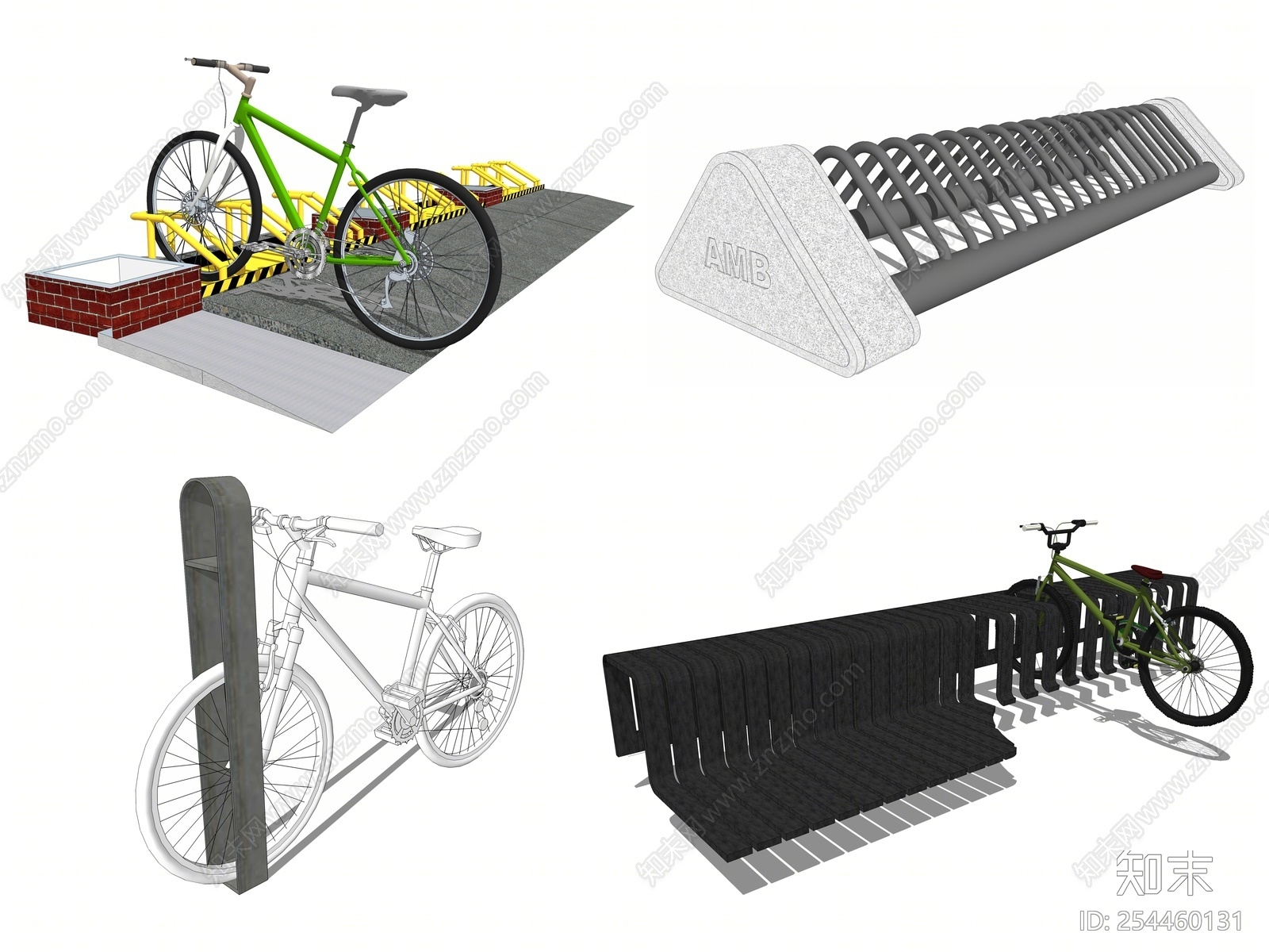 现代创意自行车停车架SU模型下载【ID:254460131】