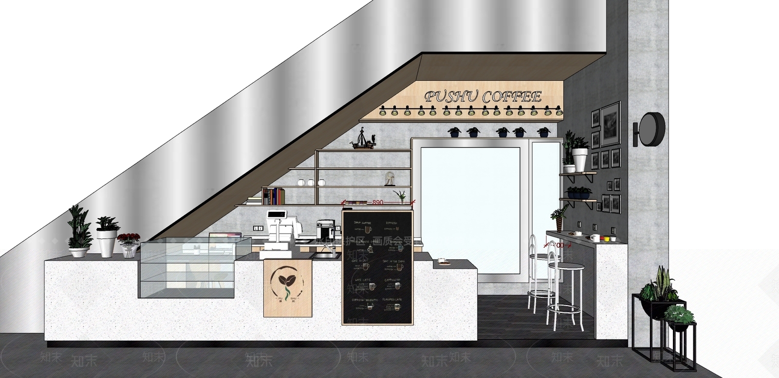 欧式风格咖啡厅SU模型下载【ID:654464635】