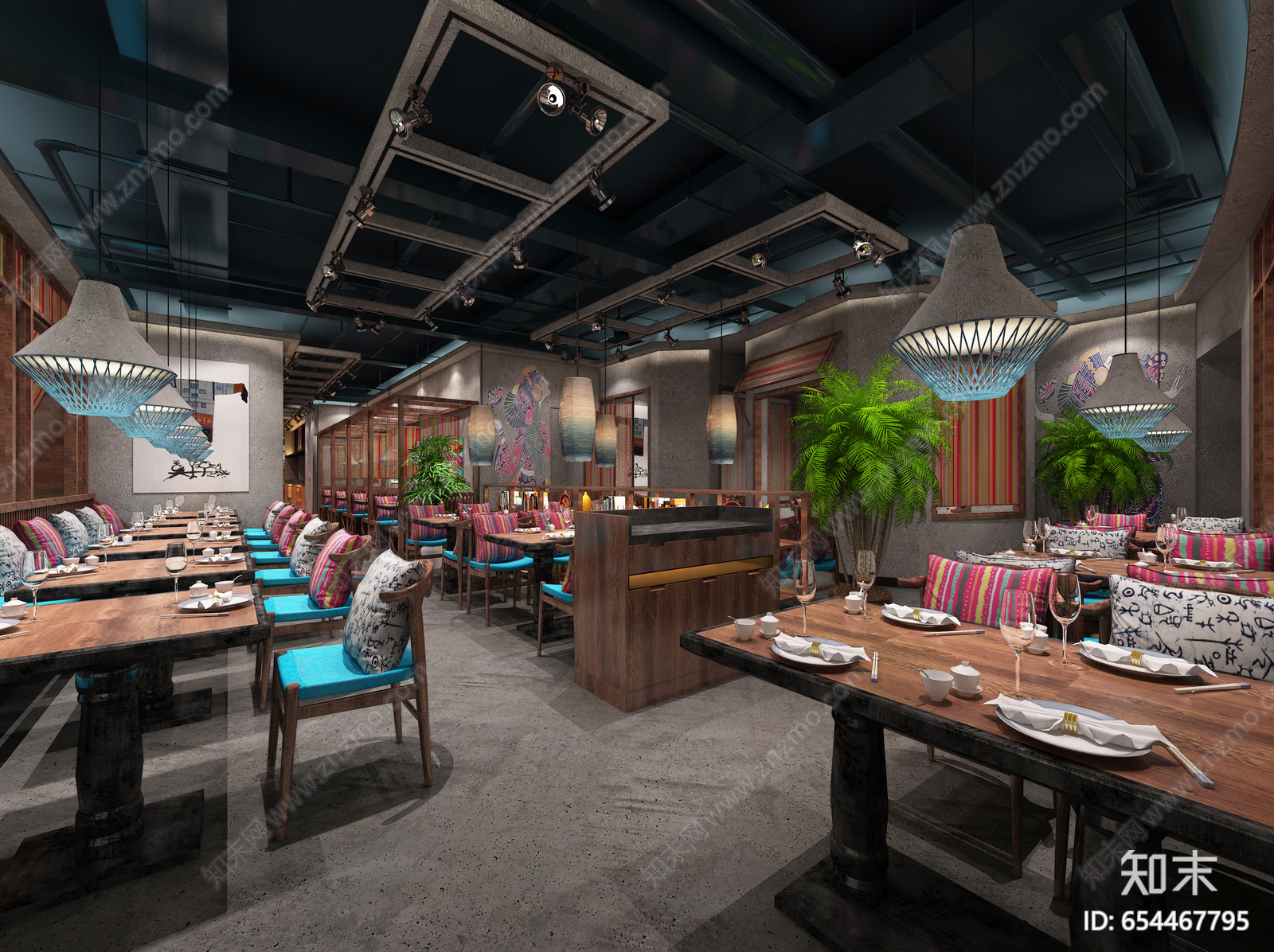 现代餐饮cad施工图下载【ID:654467795】